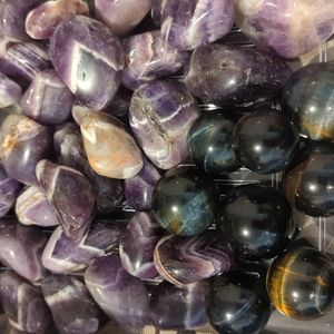 Dream Amethyst Tumbles Blue Tigers Eye Mini Spheres